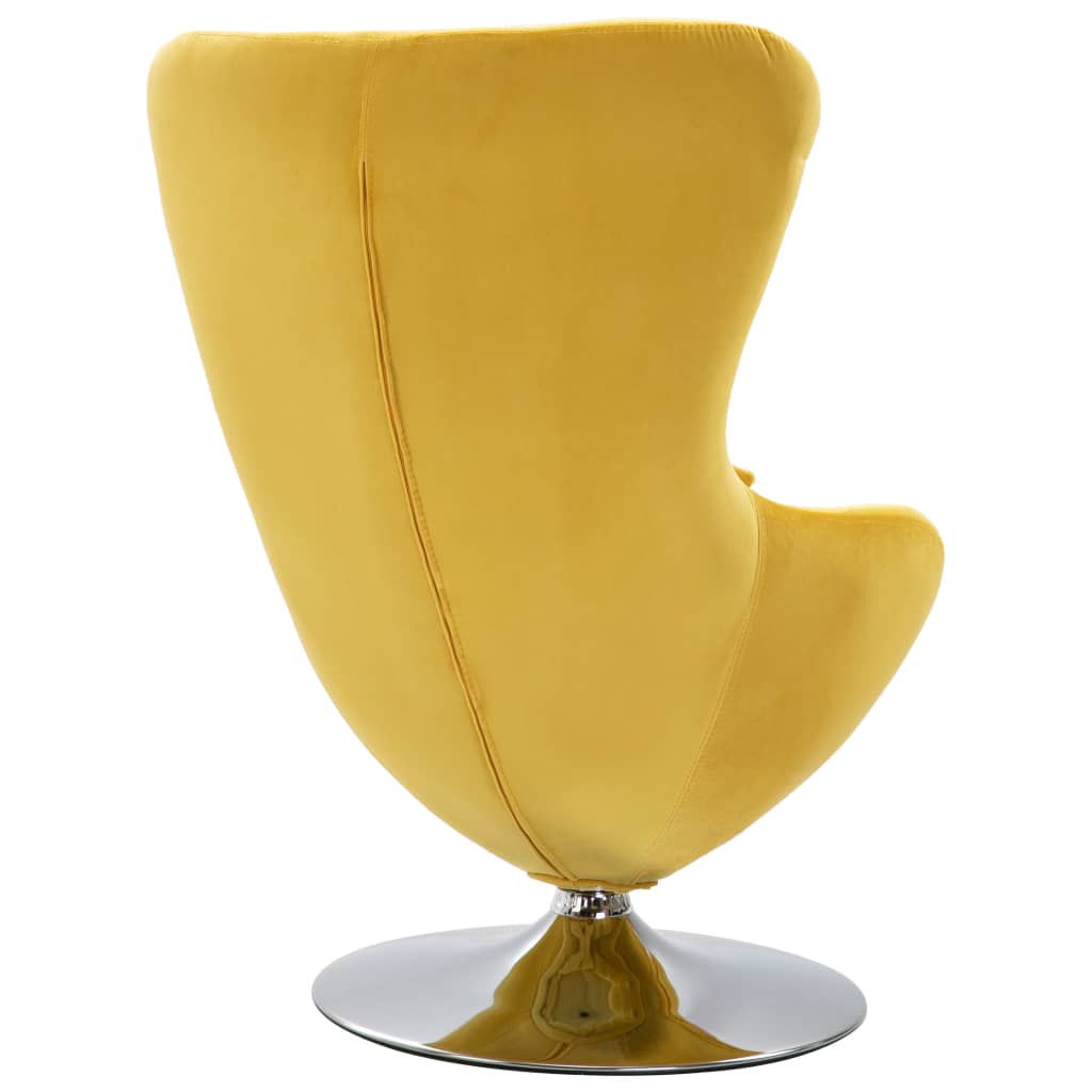 vidaXL Okretna jajolika stolica s jastukom žuta baršunasta
