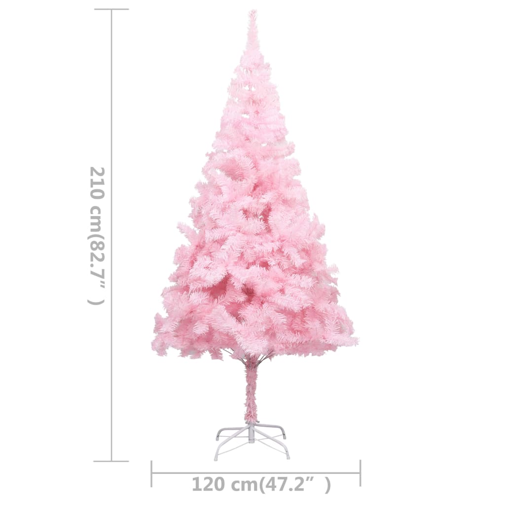vidaXL Umjetno božićno drvce LED sa stalkom ružičasto 210 cm PVC