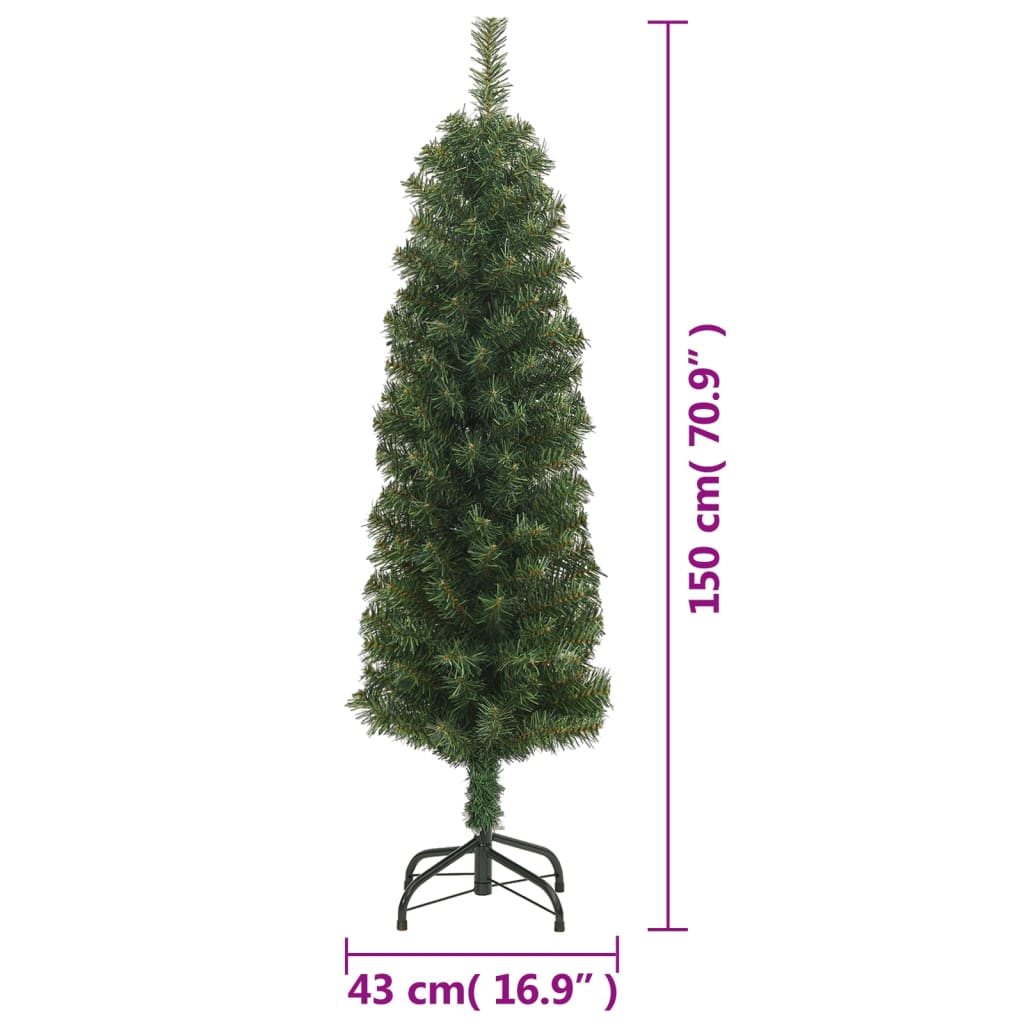 vidaXL Tanko umjetno božićno drvce sa stalkom zeleno 150 cm PVC