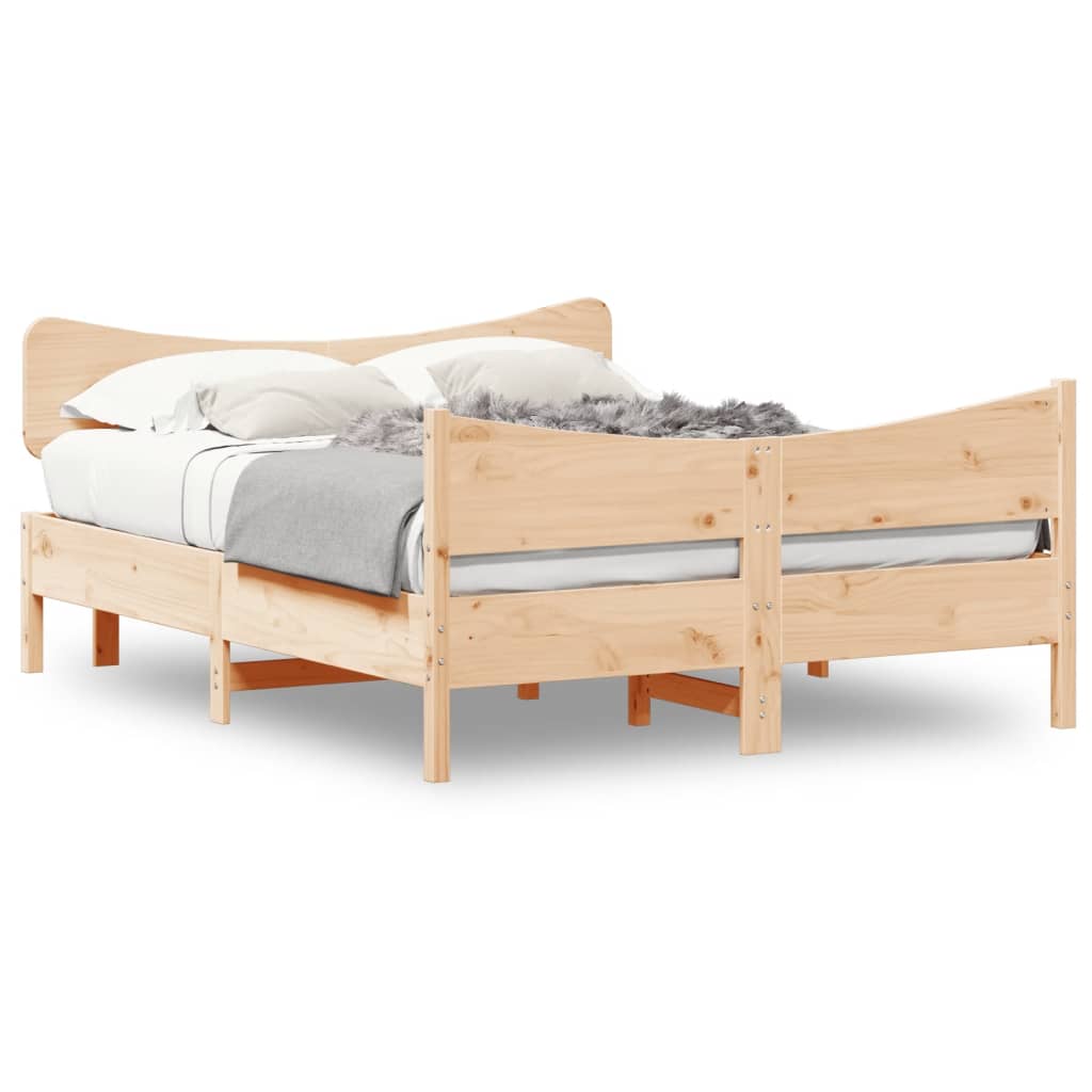 vidaXL Okvir kreveta s uzglavljem 140 x 190 cm od masivne borovine