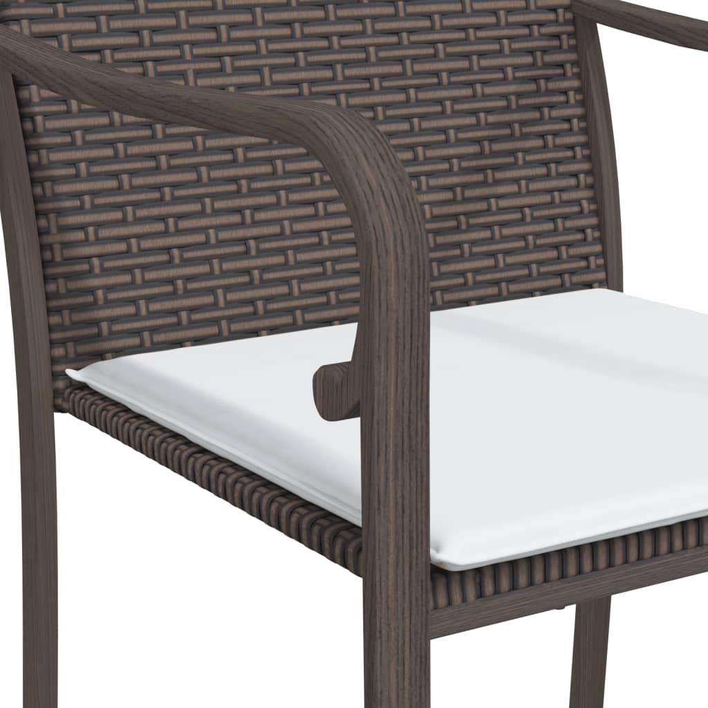 vidaXL Vrtne stolice s jastucima 2 kom smeđe 56x59x84 cm od poliratana