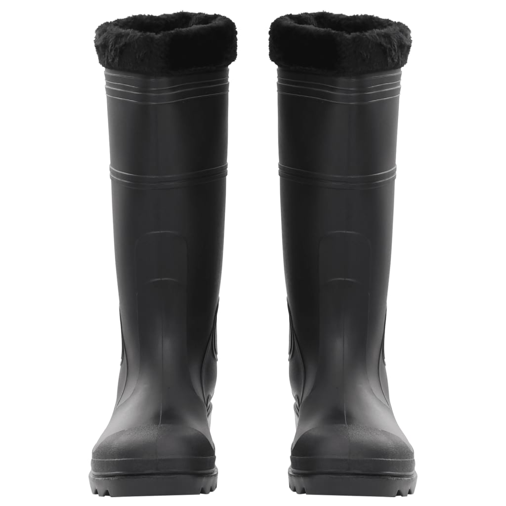 vidaXL Čizme za kišu s uklonjivim čarapama crne veličina 45 PVC