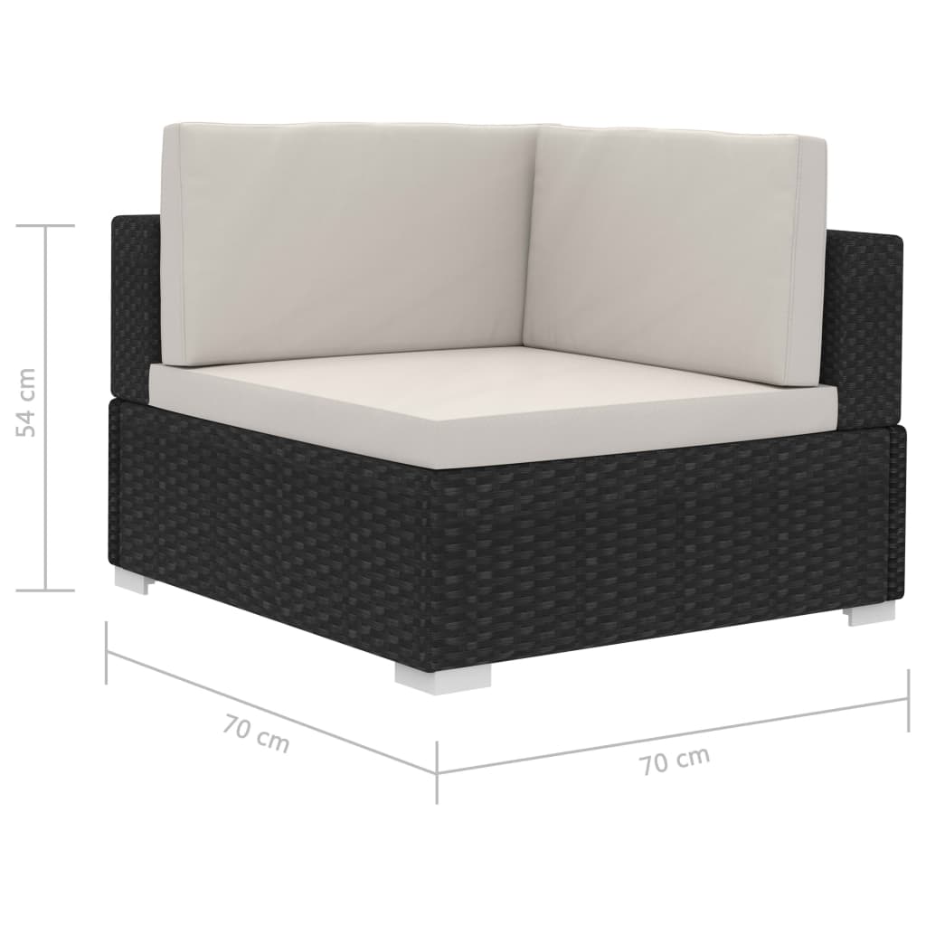 vidaXL Modularne kutne fotelje s jastucima 2 kom od poliratana crne