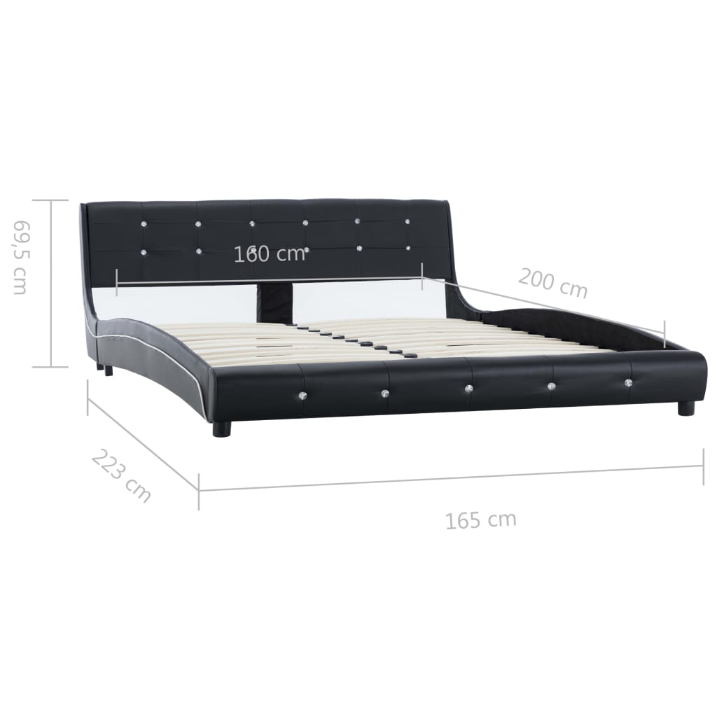 vidaXL Krevet od umjetne kože s memorijskim madracem crni 160 x 200 cm