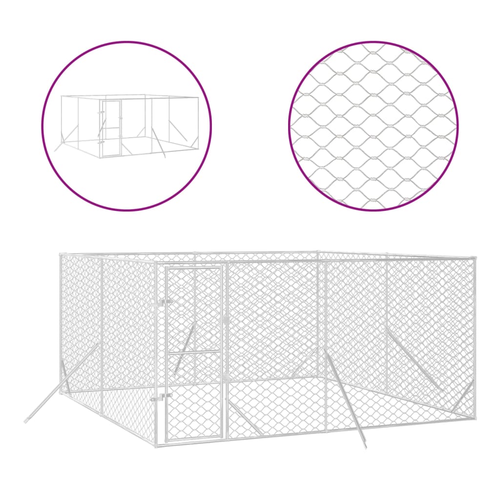 vidaXL Vanjski kavez za pse srebrni 4 x 4 x 2 m od pocinčanog čelika
