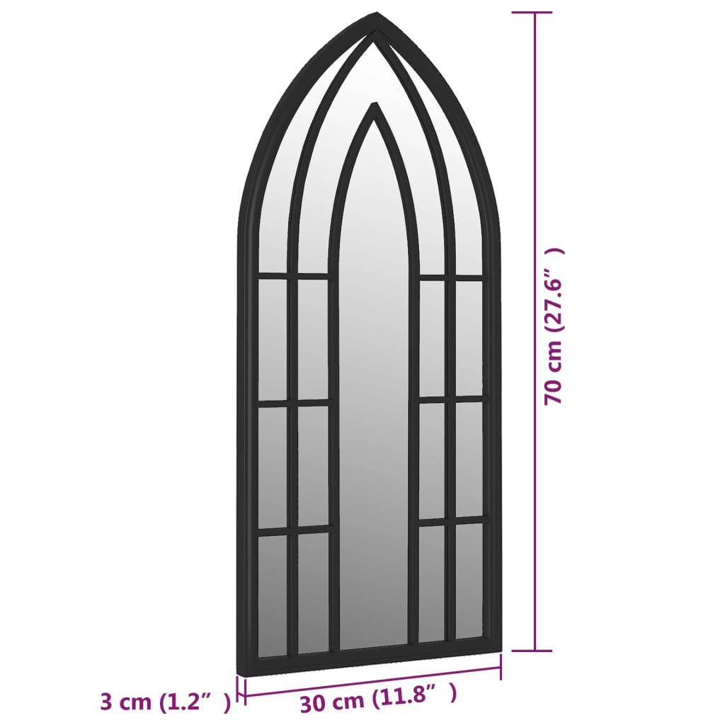 vidaXL Vrtno ogledalo crno 70 x 30 cm željezno za vanjsku upotrebu