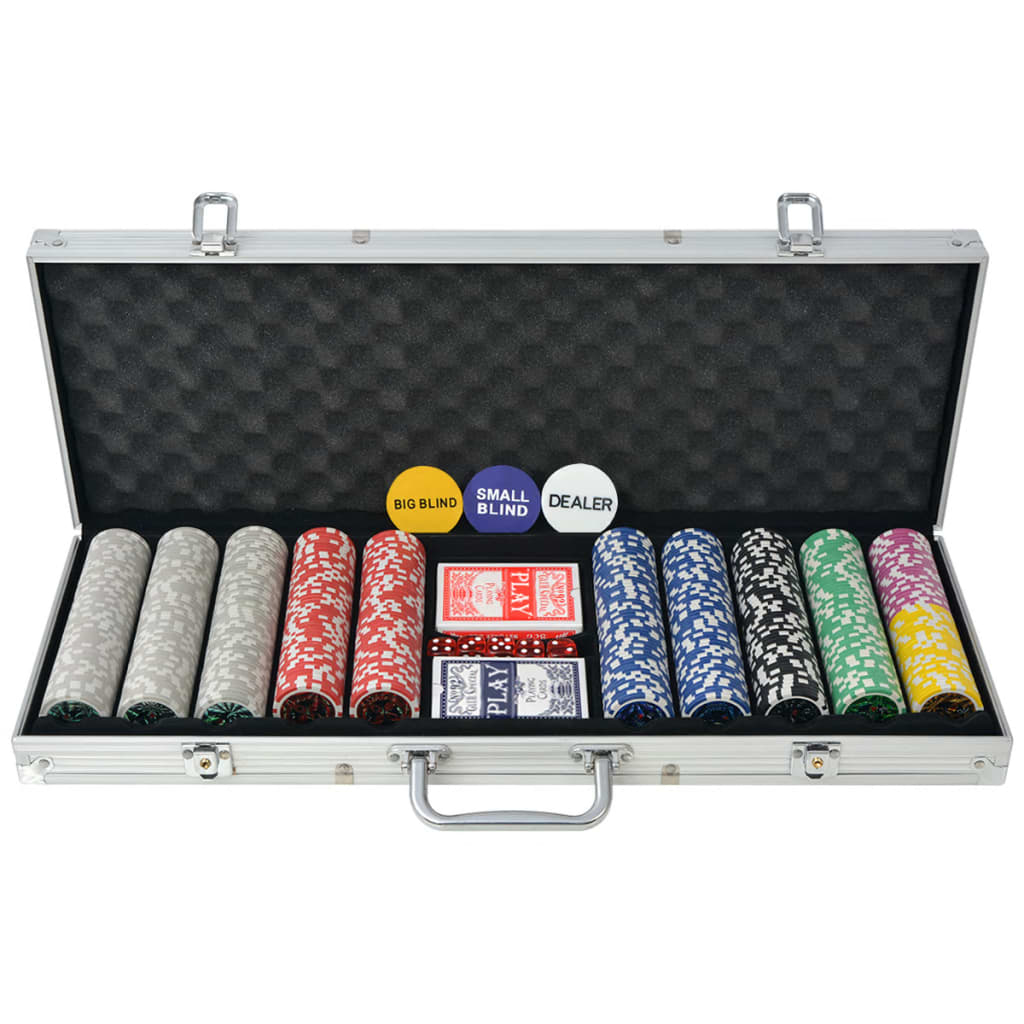 vidaXL Set za Poker s 500 Laserskih Žetona Aluminijum