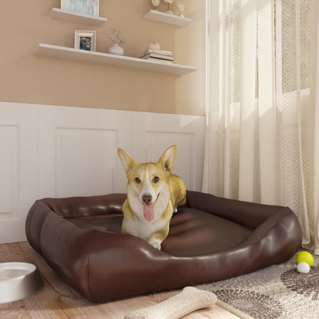 vidaXL Krevet za pse smeđi 80 x 68 x 23 cm od umjetne kože