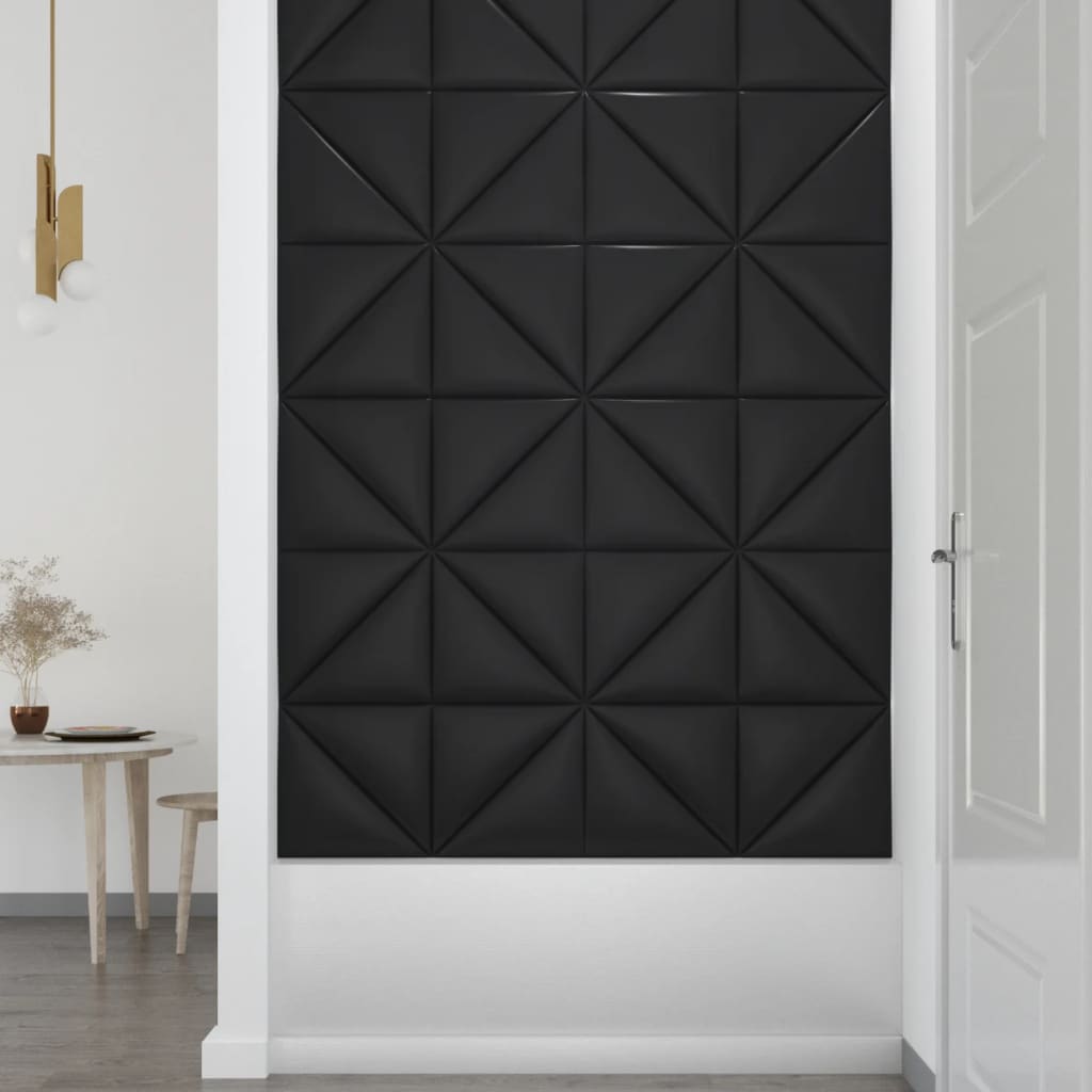 vidaXL Zidne ploče od umjetne kože 12 kom crne 30 x 30 cm 0,54 m²