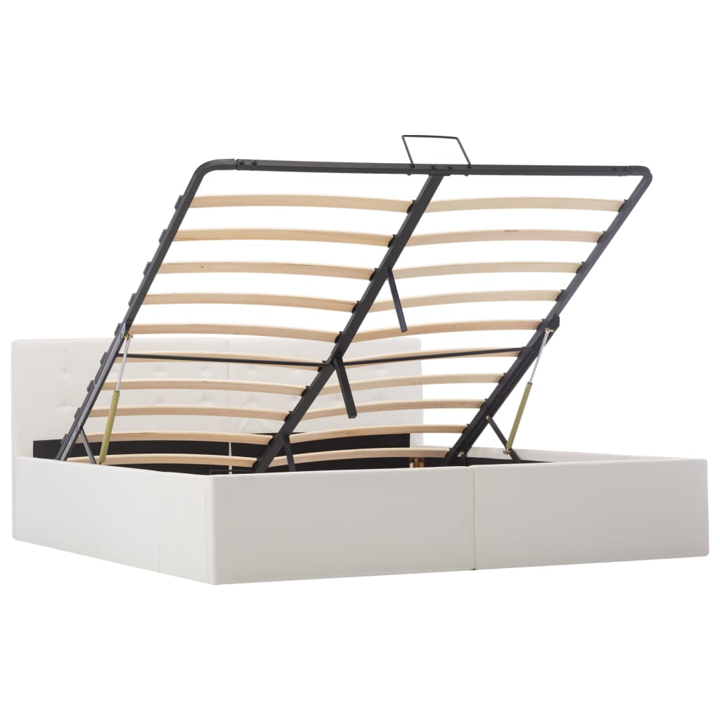vidaXL Hidraulični okvir za krevet od umjetne kože bijeli 160 x 200 cm