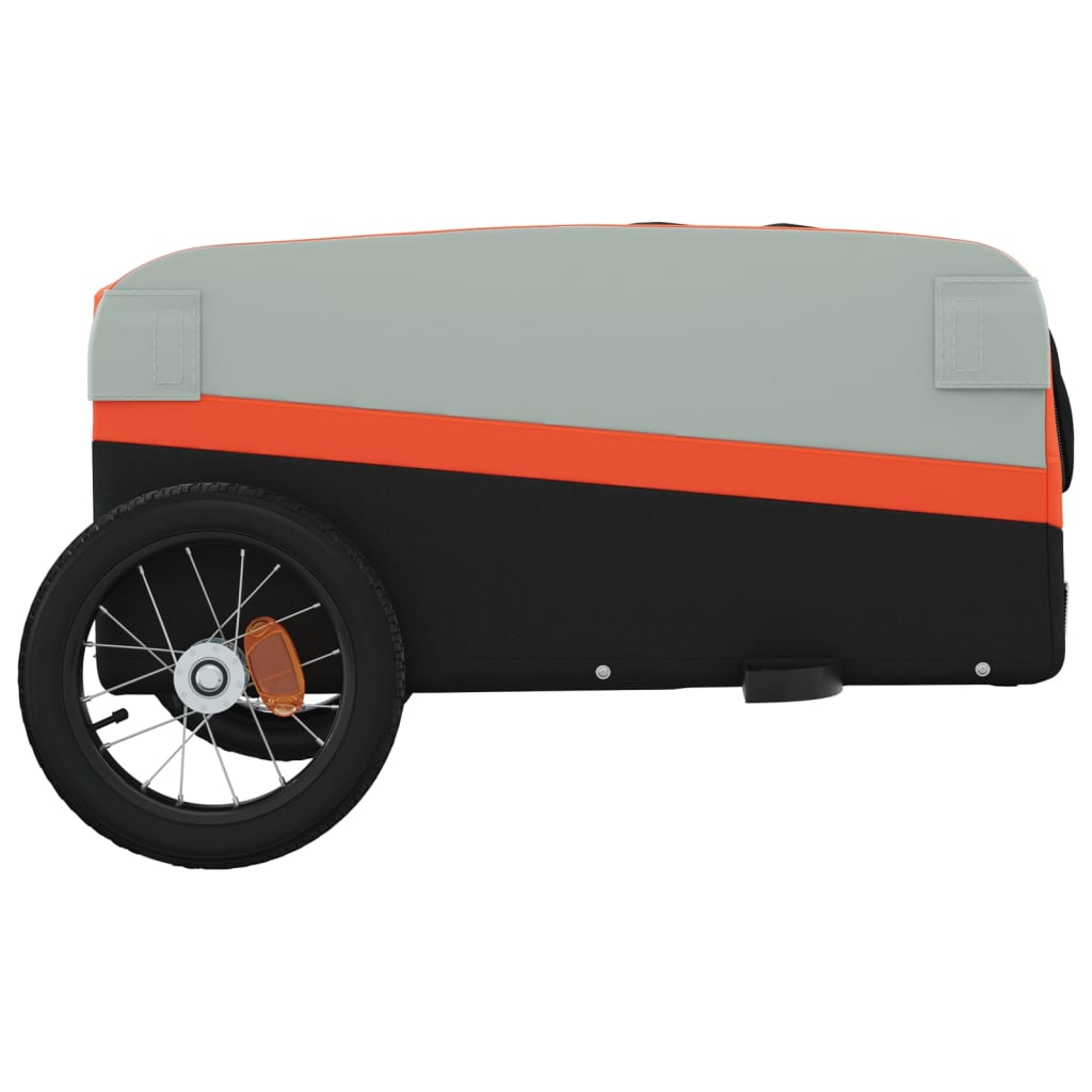 vidaXL Prikolica za bicikl crno-narančasta 30 kg željezna