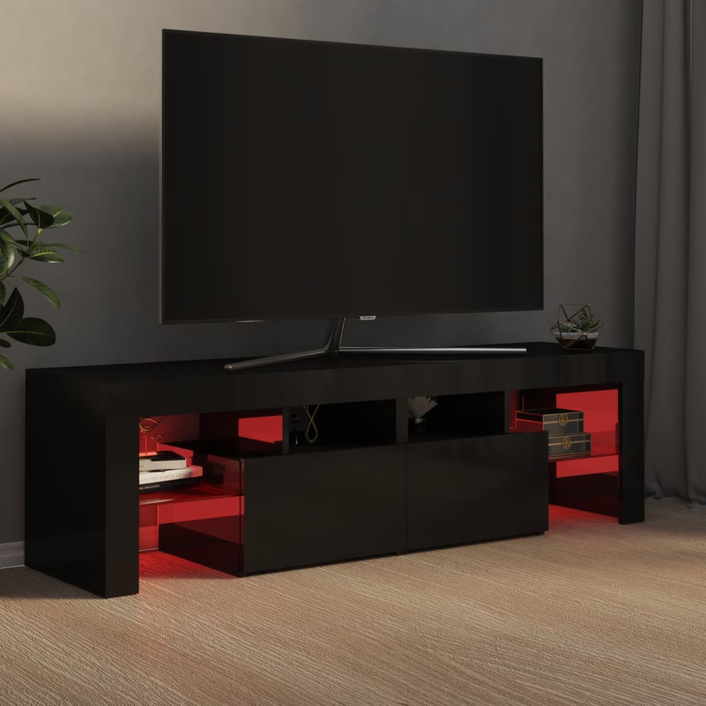 vidaXL TV ormarić s LED svjetlima visoki sjaj crni 140x36,5x40 cm