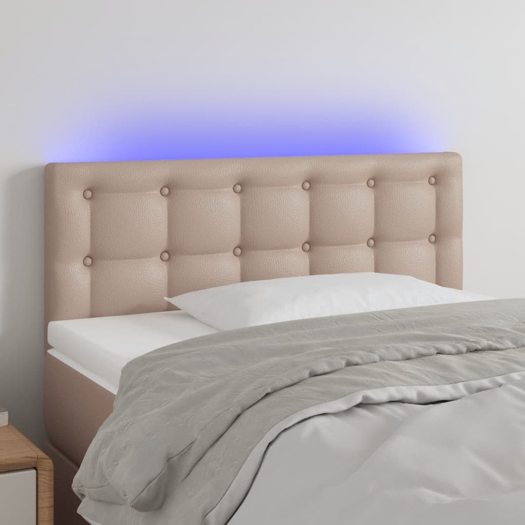 vidaXL LED uzglavlje boja cappuccina 90 x 5 x 78/88 cm od umjetne kože