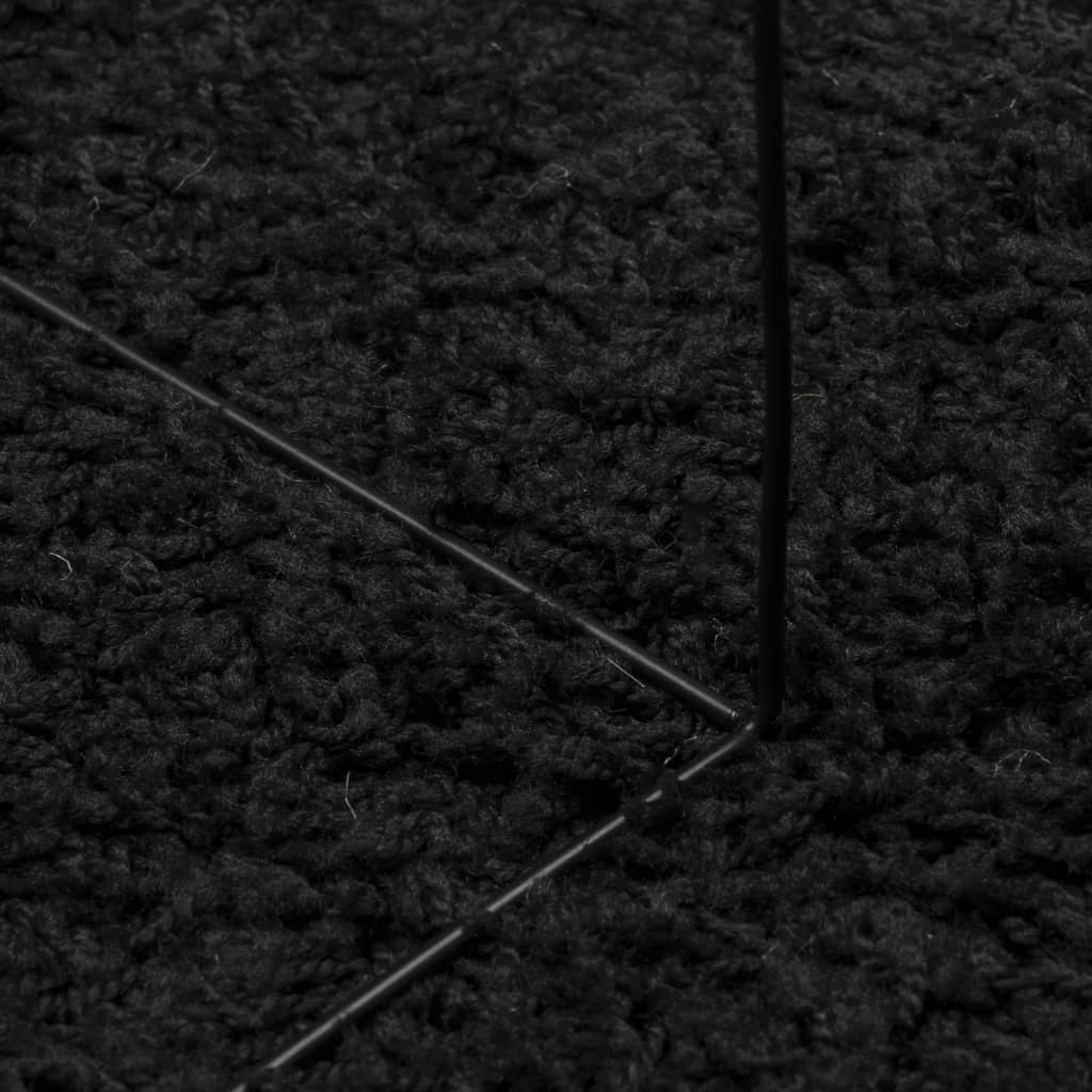 vidaXL Čupavi moderni tepih s visokim vlaknima crni Ø 80 cm