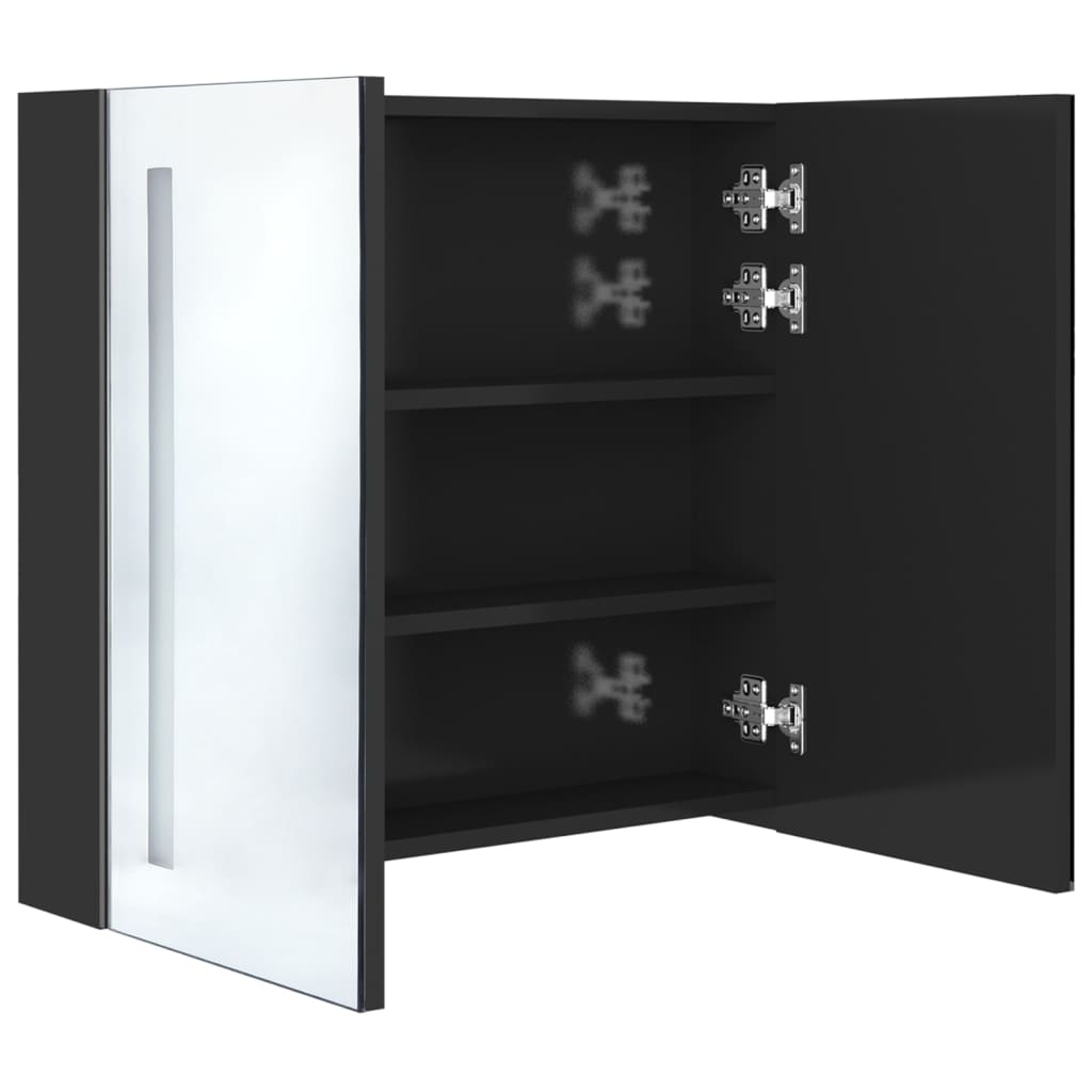 vidaXL LED kupaonski ormarić s ogledalom sjajni crni 62 x 14 x 60 cm