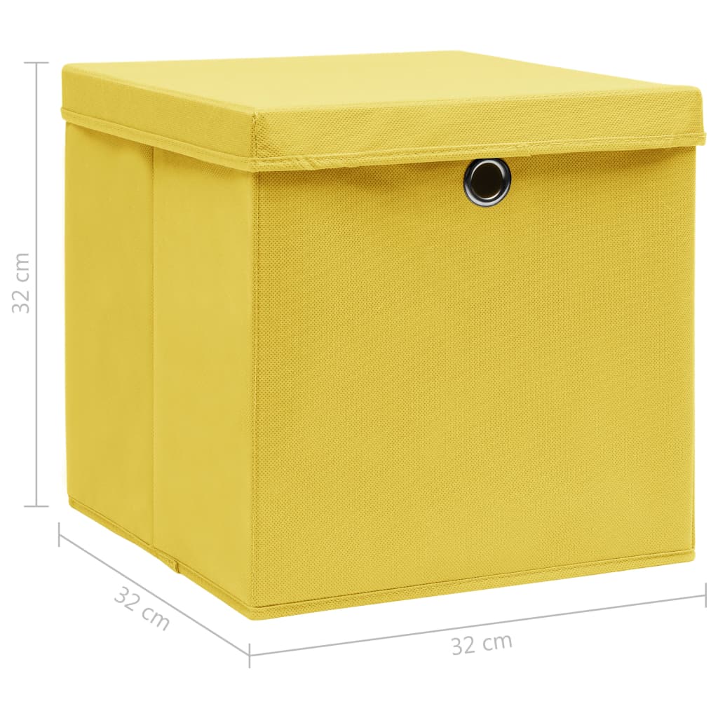 vidaXL Kutije za pohranu s poklopcima 4 kom žute 32x32x32 cm tkanina
