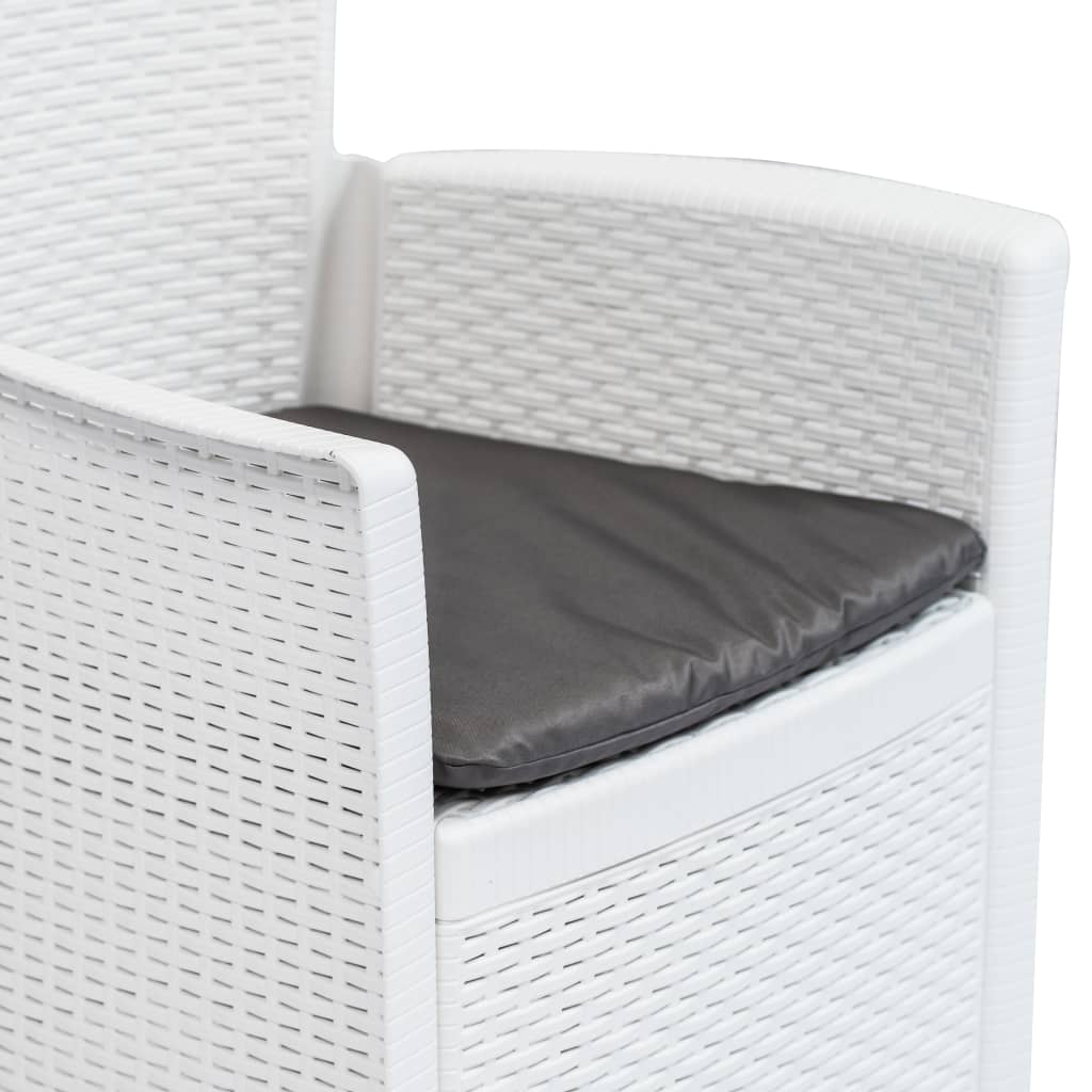 vidaXL Vrtne stolice 2 kom s jastucima bijele plastične nalik na ratan