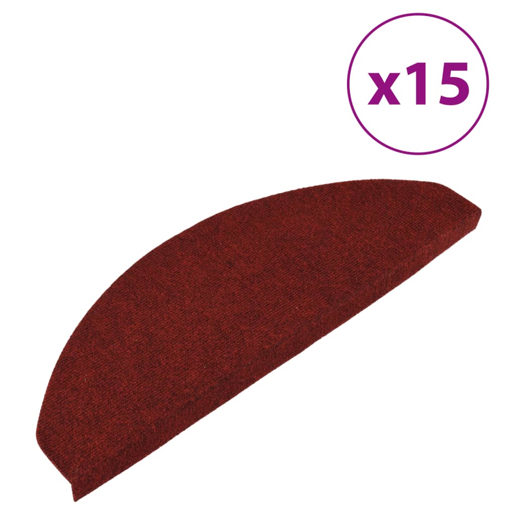 vidaXL Samoljepljivi otirači za stepenice 15 kom 65x22,5x3,5 cm crveni
