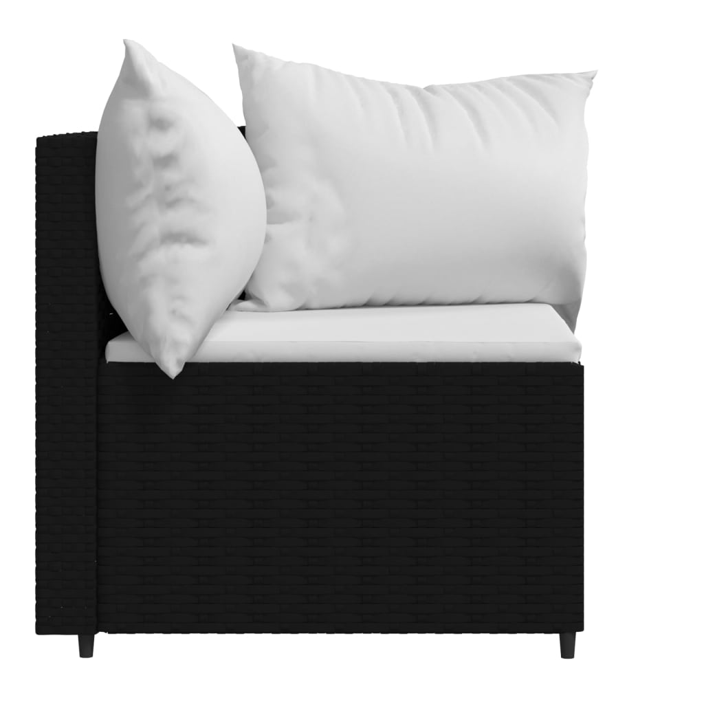 vidaXL Kutne vrtne sofe s jastucima 2 kom crne od poliratana
