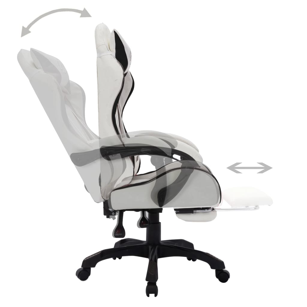 vidaXL Igraća stolica s RGB LED svjetlima crno-bijela od umjetne kože