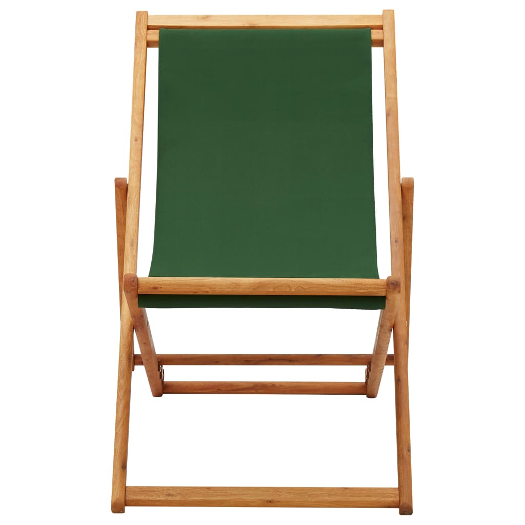 vidaXL Sklopiva stolica za plažu od drva eukaliptusa i tkanine zelena