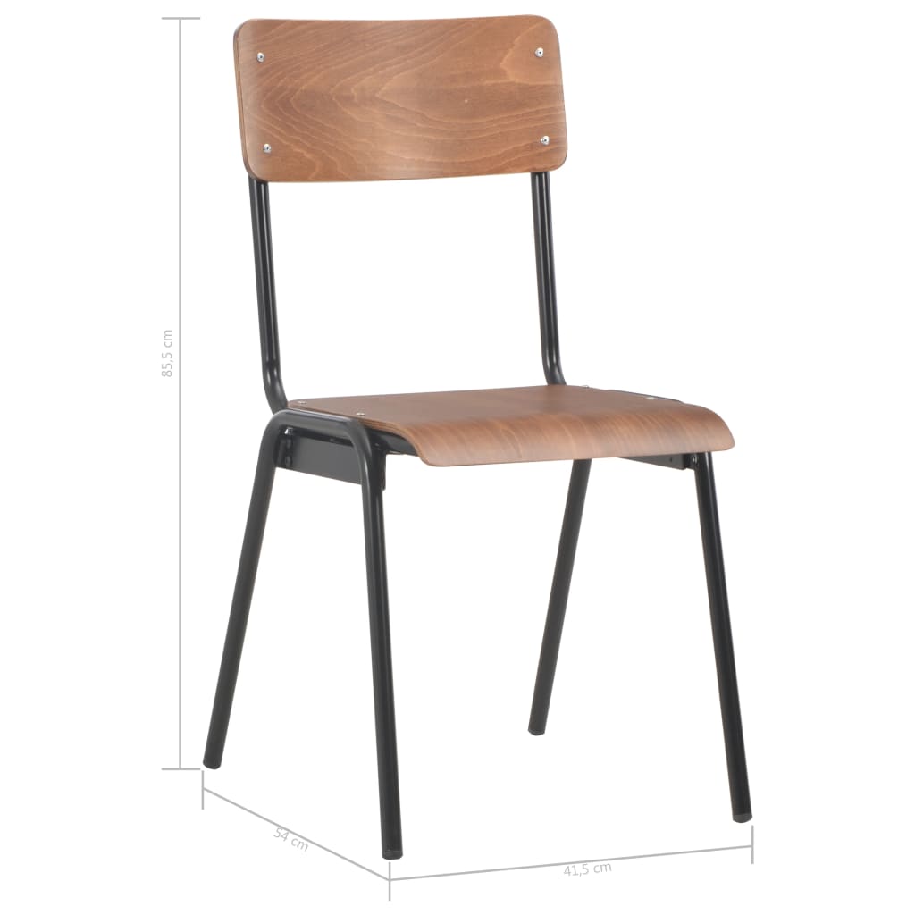 vidaXL Blagovaonske stolice 4 kom smeđe od masivne šperploče i čelika