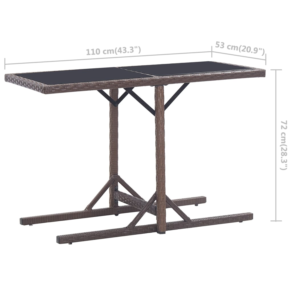 vidaXL Vrtni stol smeđi 110 x 53 x 72 cm stakleni i poliratan