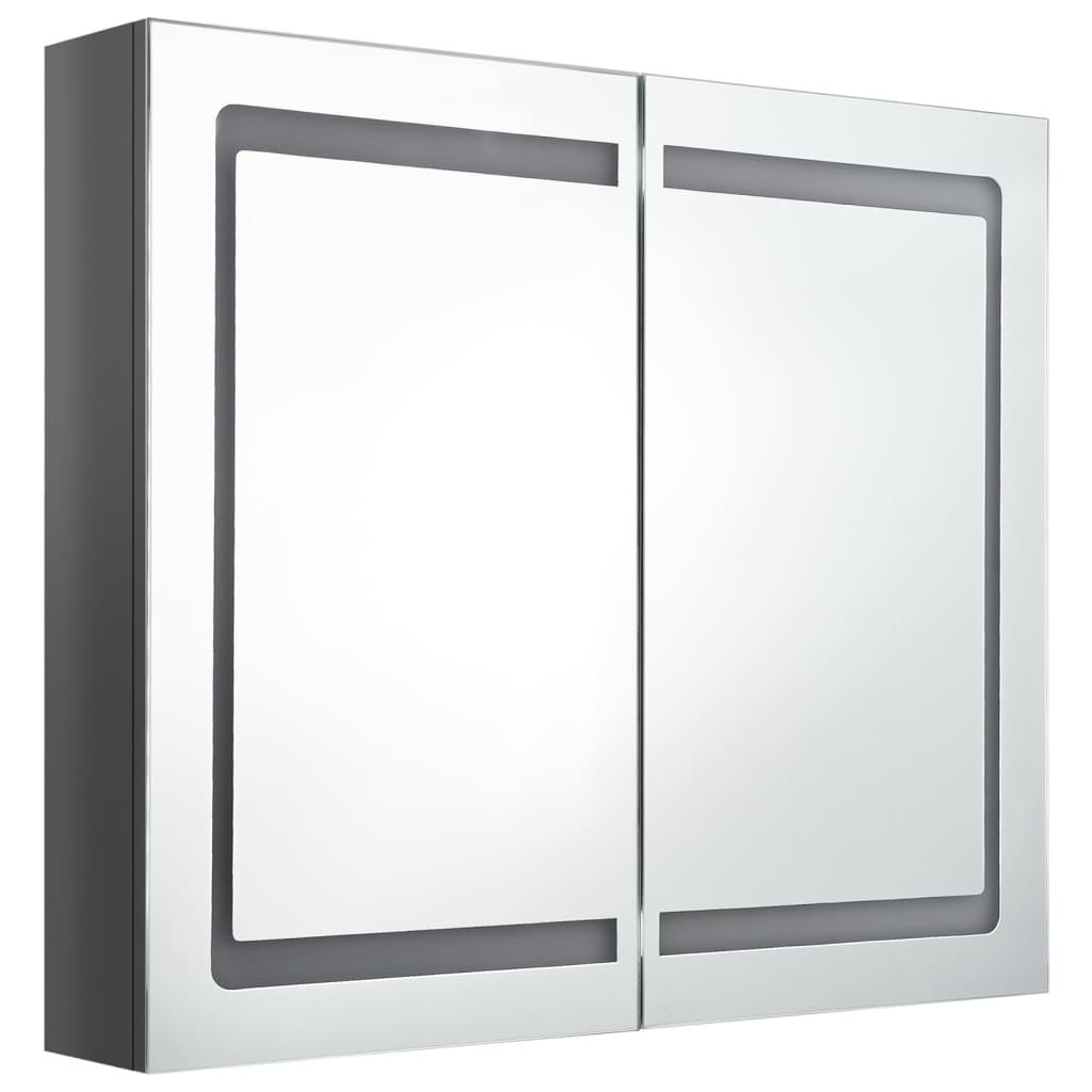 vidaXL LED kupaonski ormarić s ogledalom sjajni sivi 80 x 12 x 68 cm