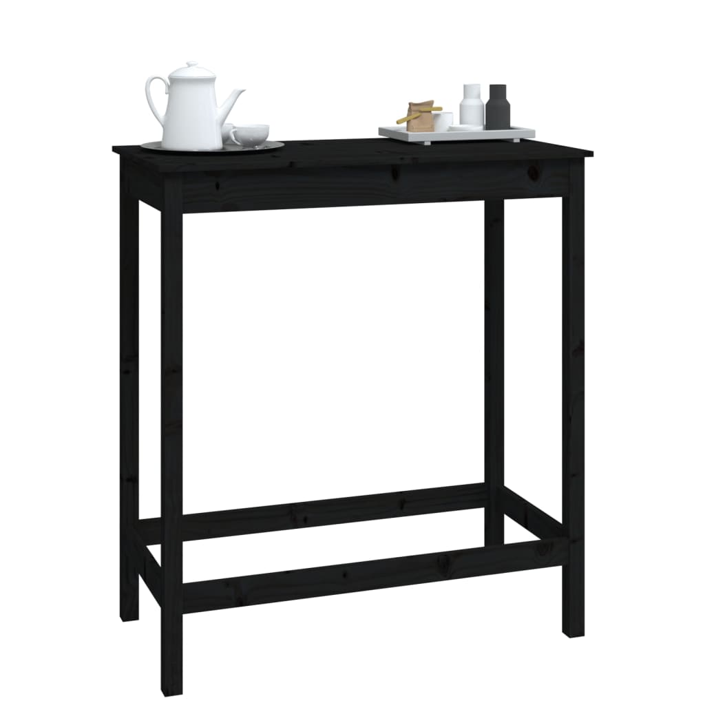 vidaXL Barski stol crni 100 x 50 x 110 cm od masivne borovine