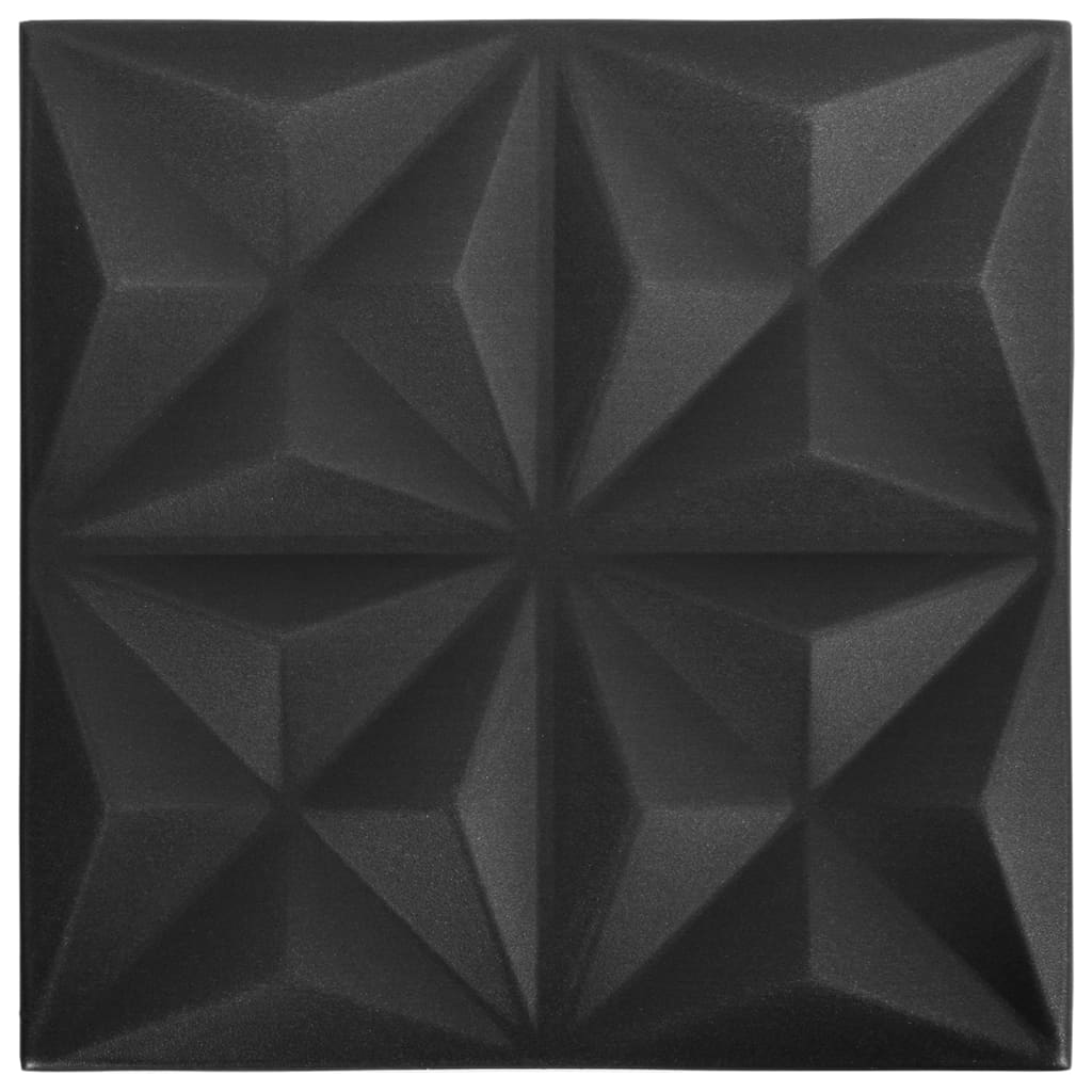 vidaXL 3D zidni paneli 24 kom 50 x 50 cm origami crni 6 m²