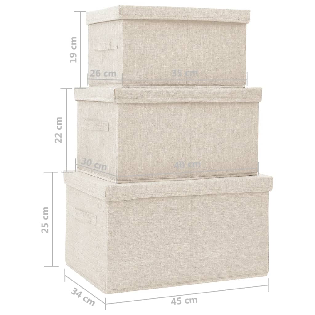 vidaXL 3-dijelni set složivih kutija za pohranu od tkanine krem