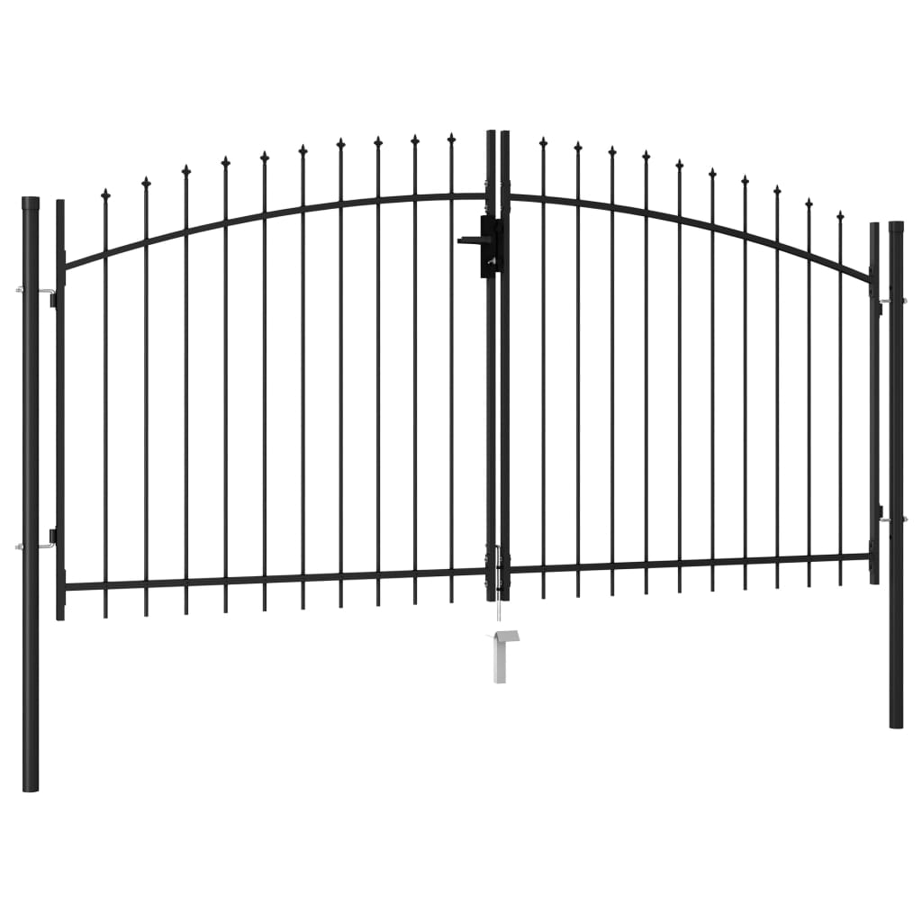 vidaXL Dvostruka vrata za ogradu sa šiljcima na vrhu 3 x 1,5 m crna