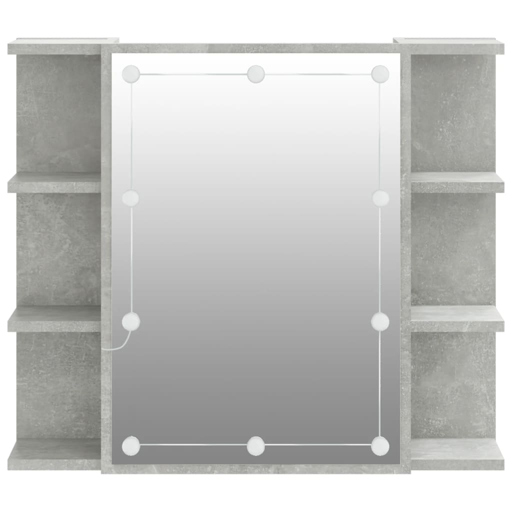 vidaXL Ormarić s ogledalom i LED svjetlima boja betona 70x16,5x60 cm