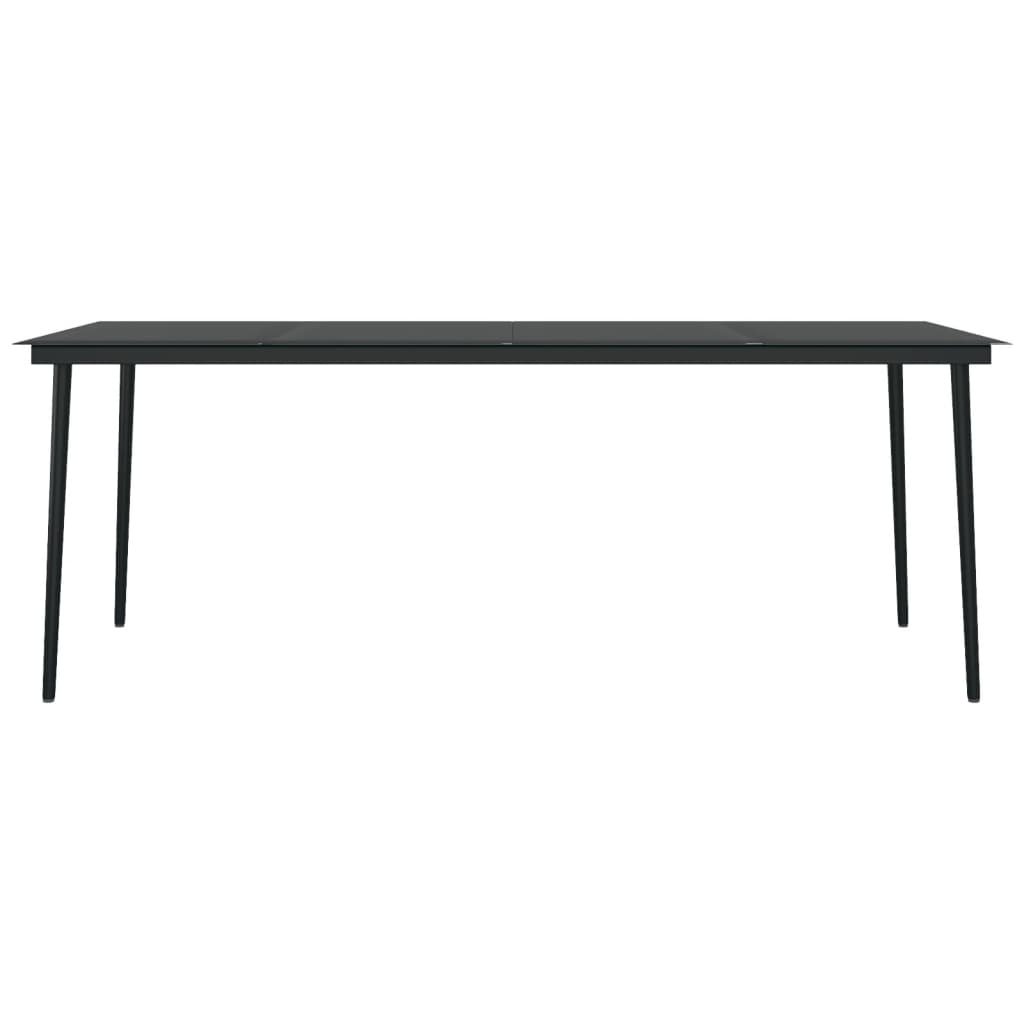 vidaXL Vrtni blagovaonski stol crni 200 x 100 x 74 cm čelik i staklo