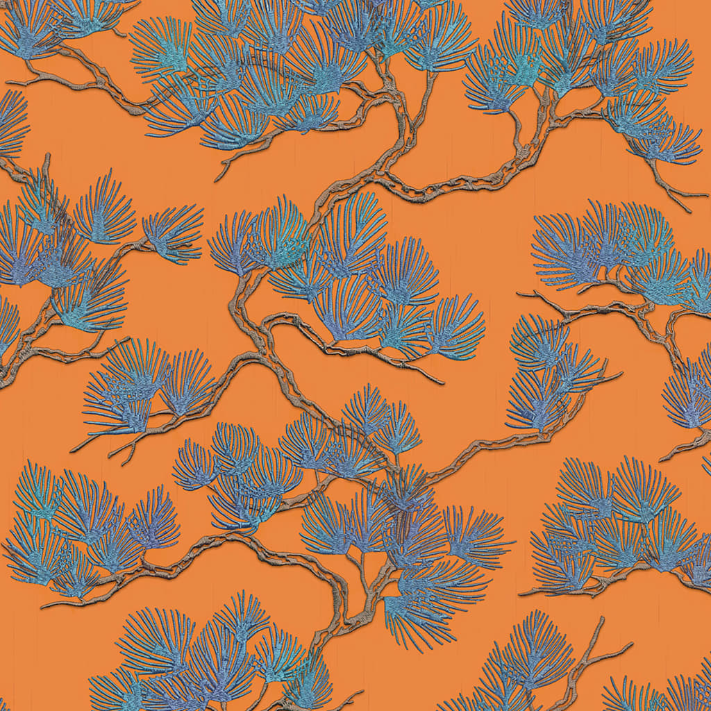 DUTCH WALLCOVERINGS zidna tapeta s uzorkom bora plavo-narančasta