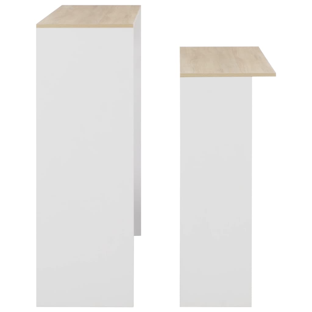 vidaXL Barski stol s 2 stolne ploče bijeli i boja hrasta 130x40x120 cm