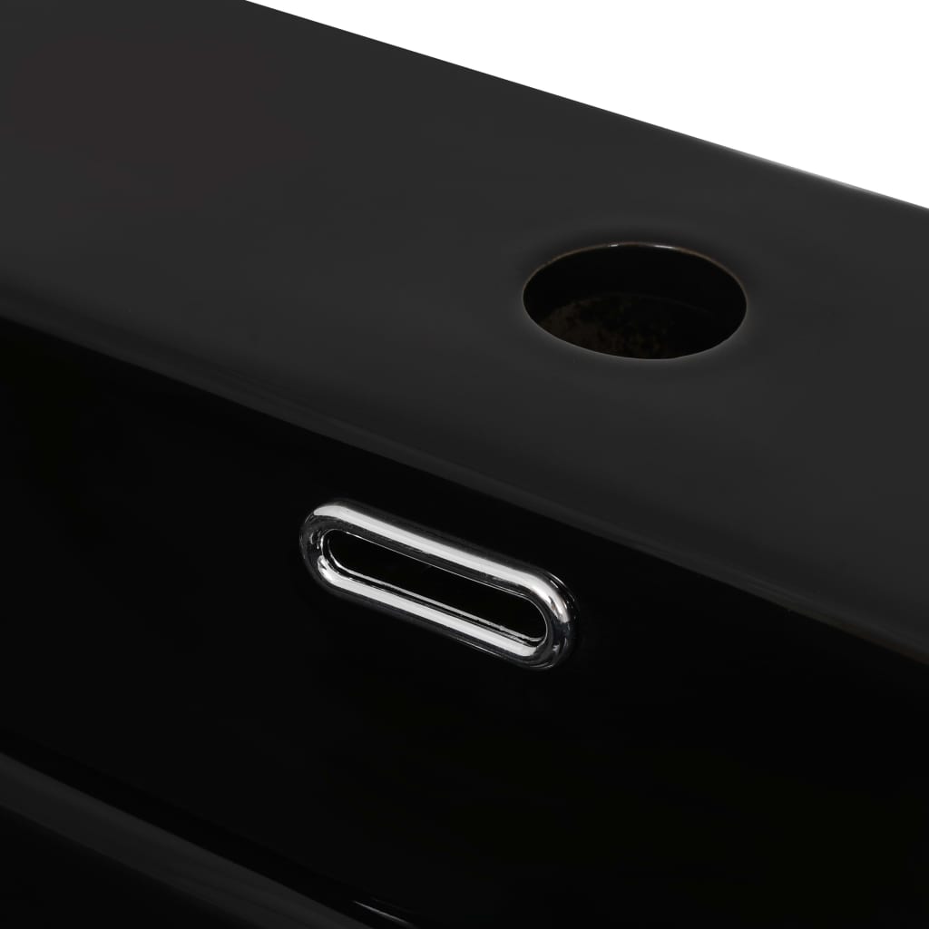 vidaXL Umivaonik s otvorom za slavinu keramički crni 60,5 x 42,5 x 14,5 cm