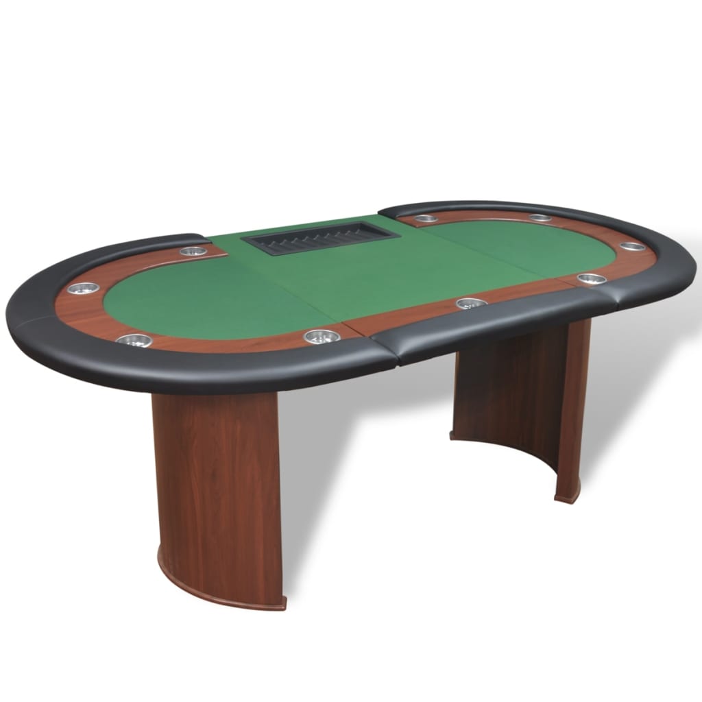vidaXL Stol za Poker za 10 Igrača s Prostorom za Djelitelja i Držačem Žetona Zeleni