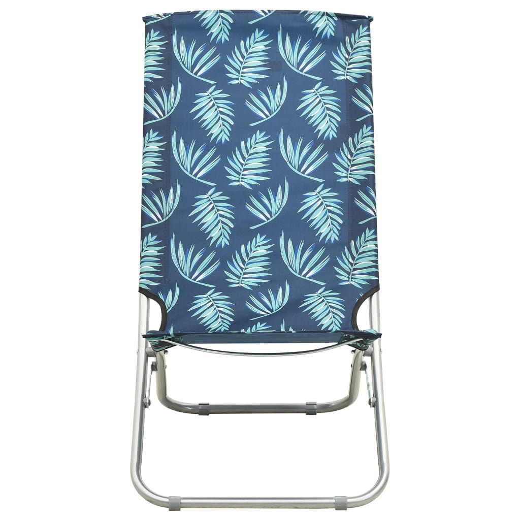 vidaXL Sklopive stolice za plažu od tkanine 2 kom s uzorkom lišća