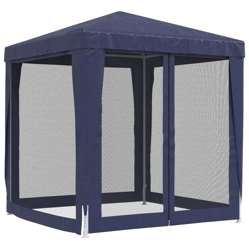 vidaXL Šator za zabave s 4 mrežasta bočna zida plavi 2 x 2 m HDPE
