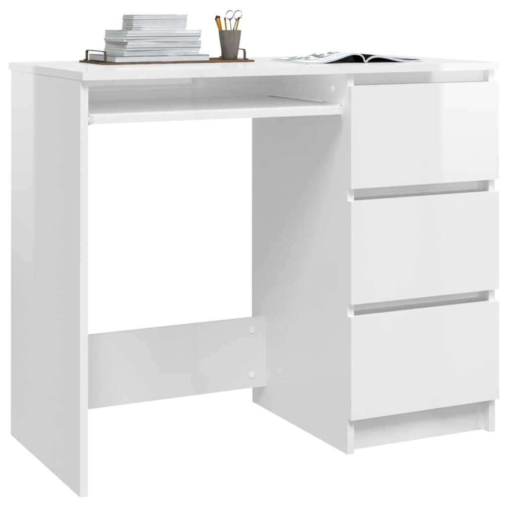 vidaXL Radni stol visoki sjaj bijeli 90 x 45 x 76 cm od iverice