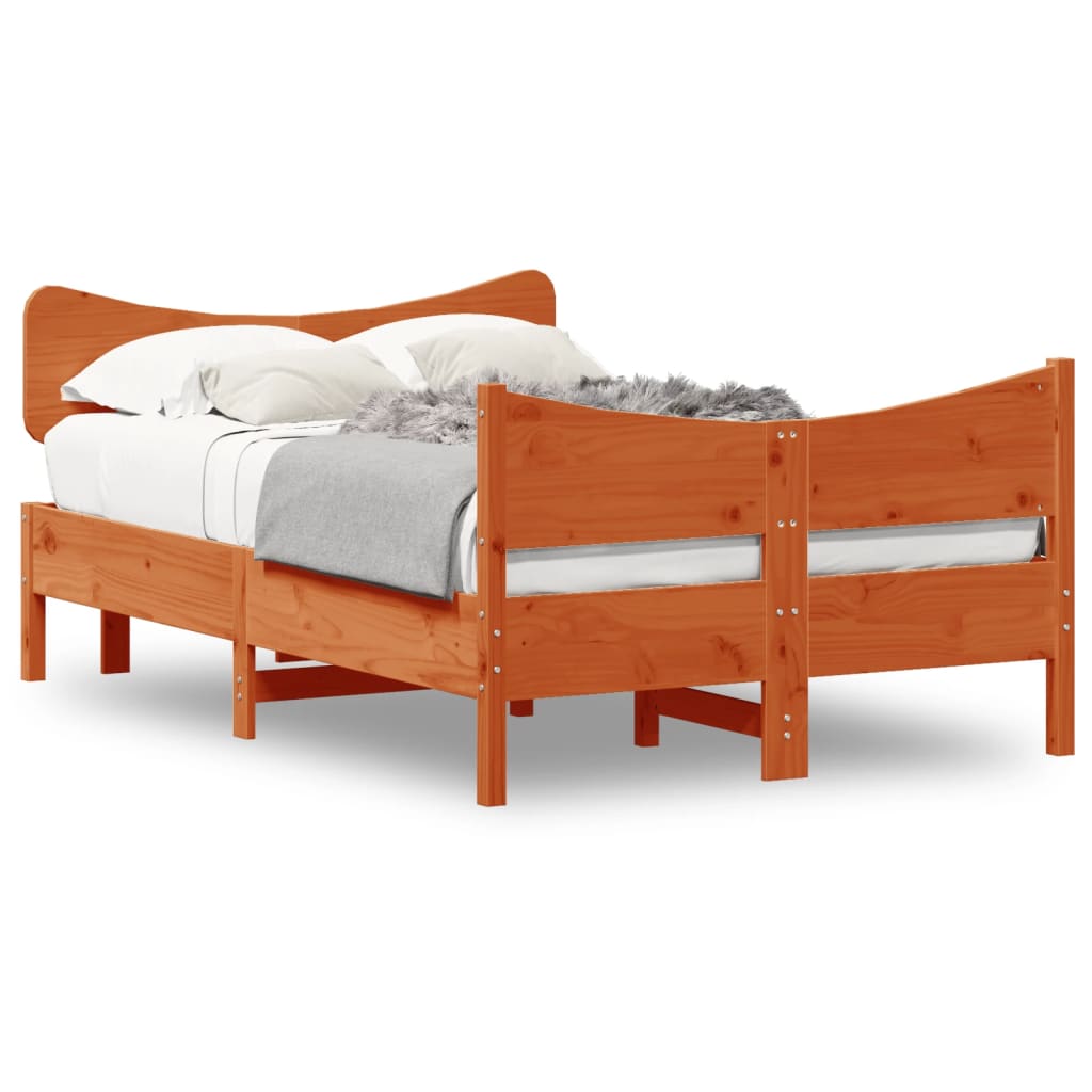 vidaXL Okvir kreveta s uzglavljem voštano smeđi 120x200 cm od borovine