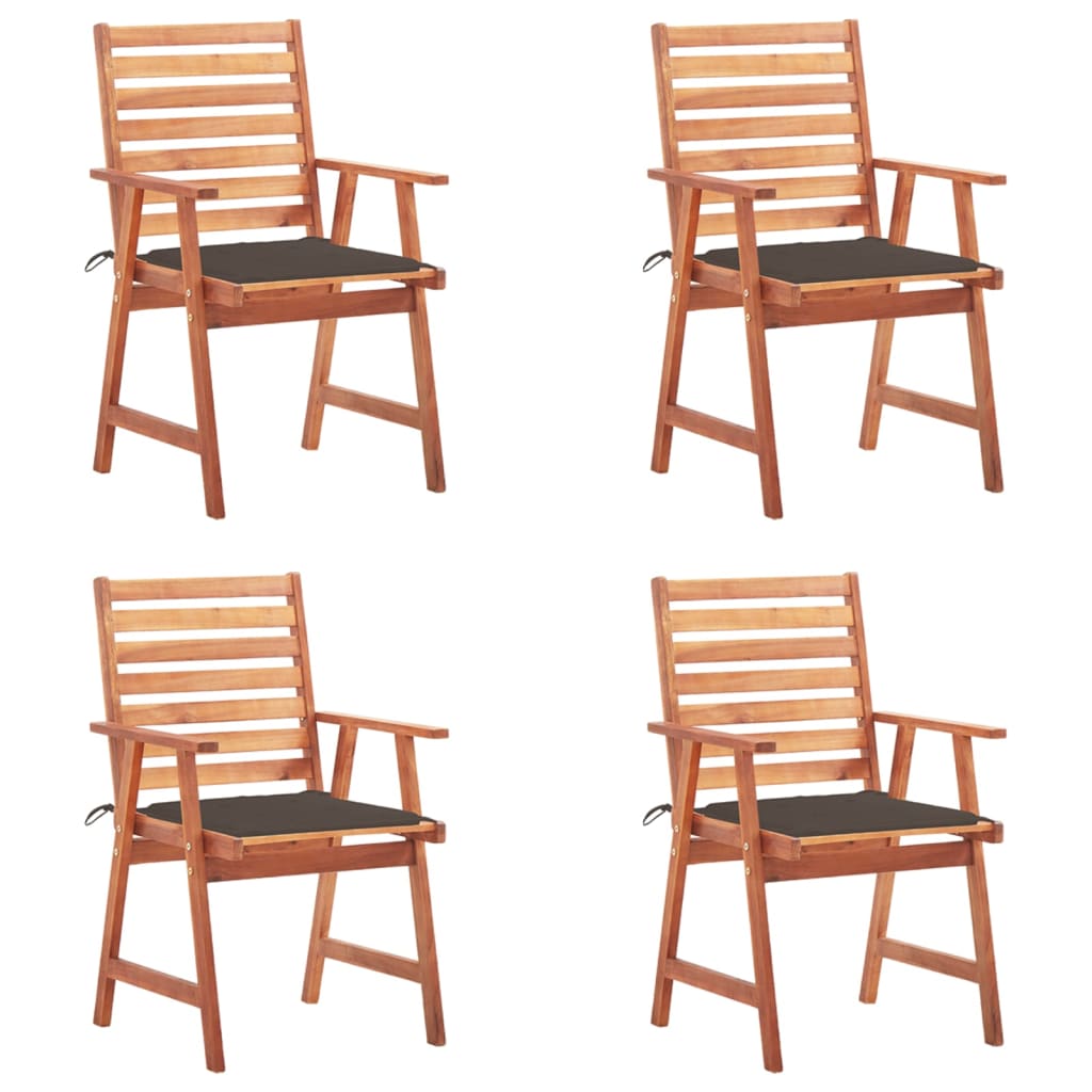 vidaXL Vrtne blagovaonske stolice s jastucima 4 kom od bagremovog drva