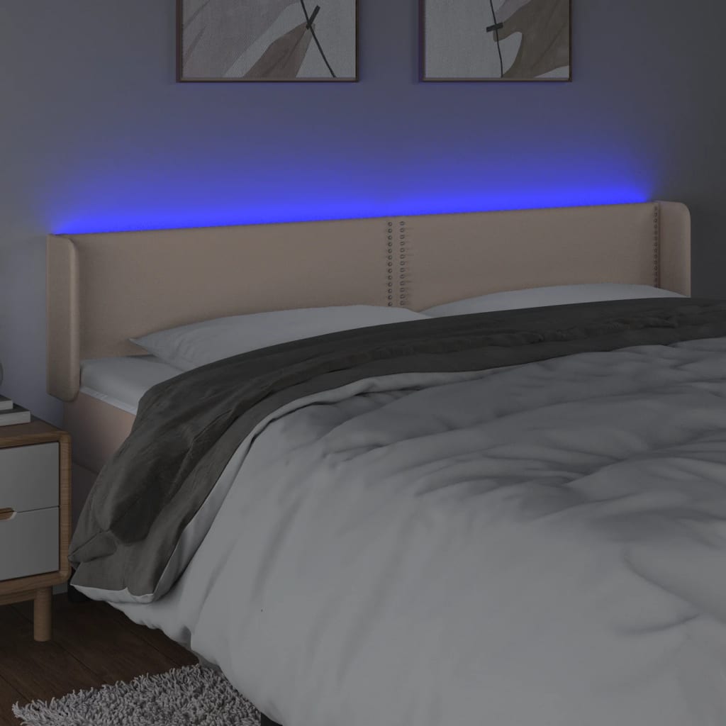 vidaXL LED uzglavlje boja cappuccina 203x16x78/88 cm od umjetne kože
