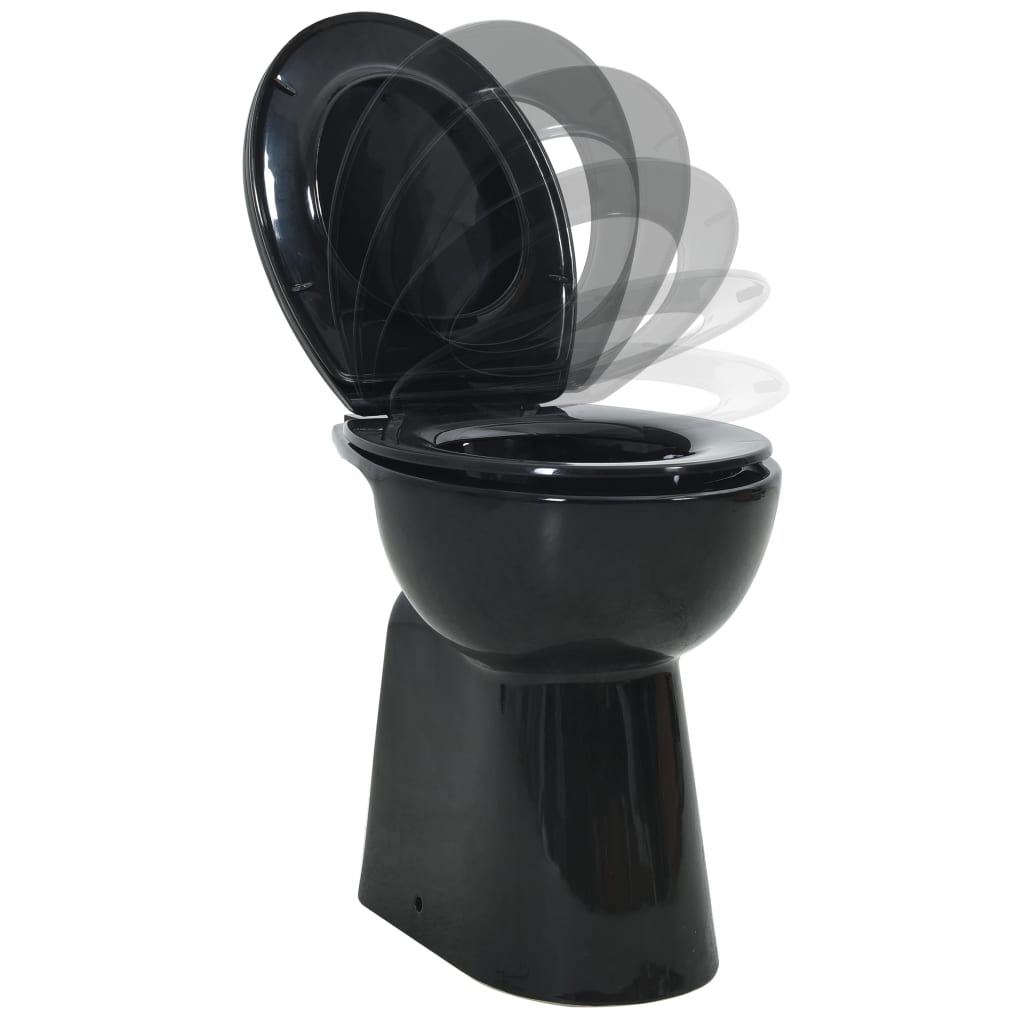 vidaXL Toaletna školjka bez ruba 7 cm viša keramička crna