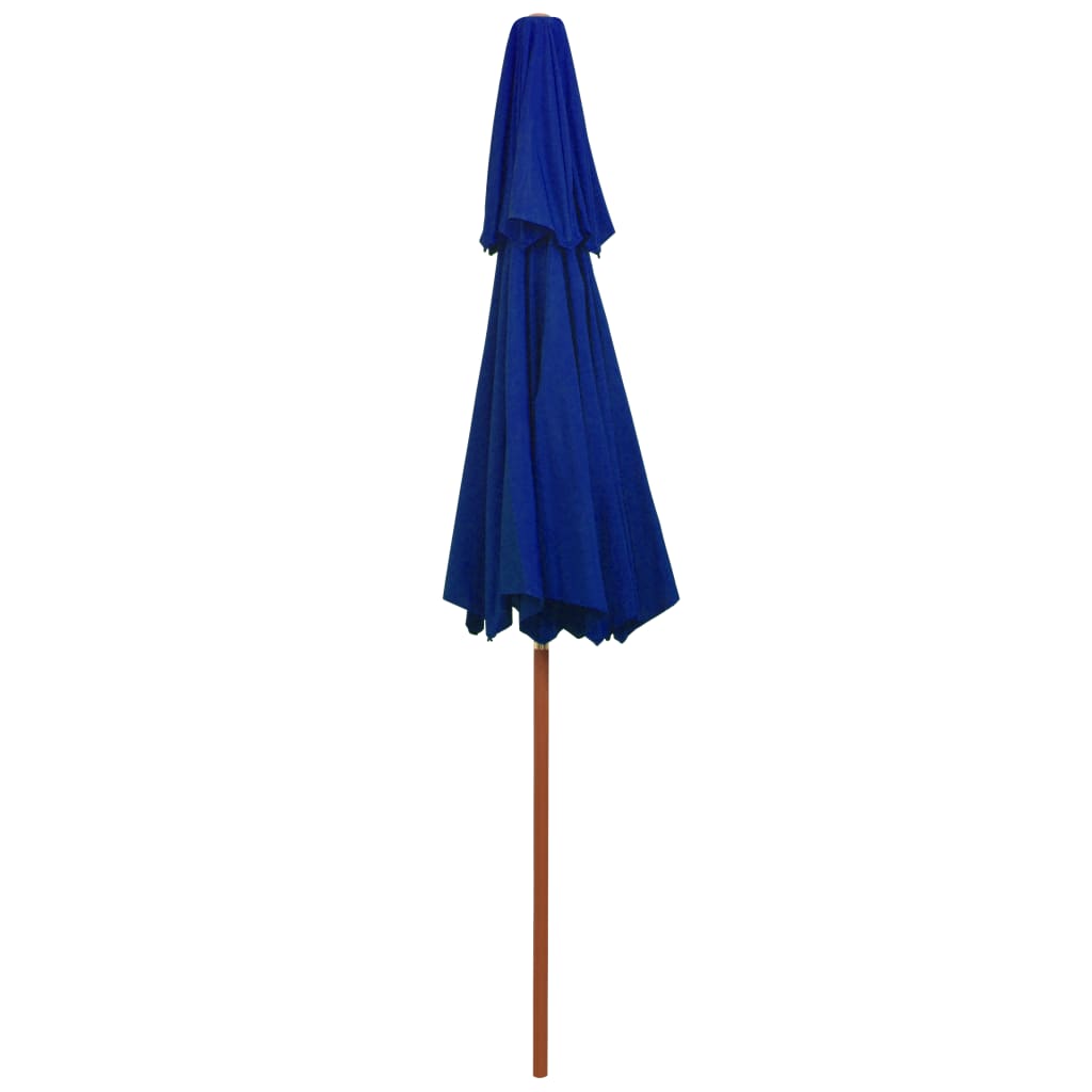 vidaXL Suncobran s dvije razine i drvenom šipkom plavi 270 cm