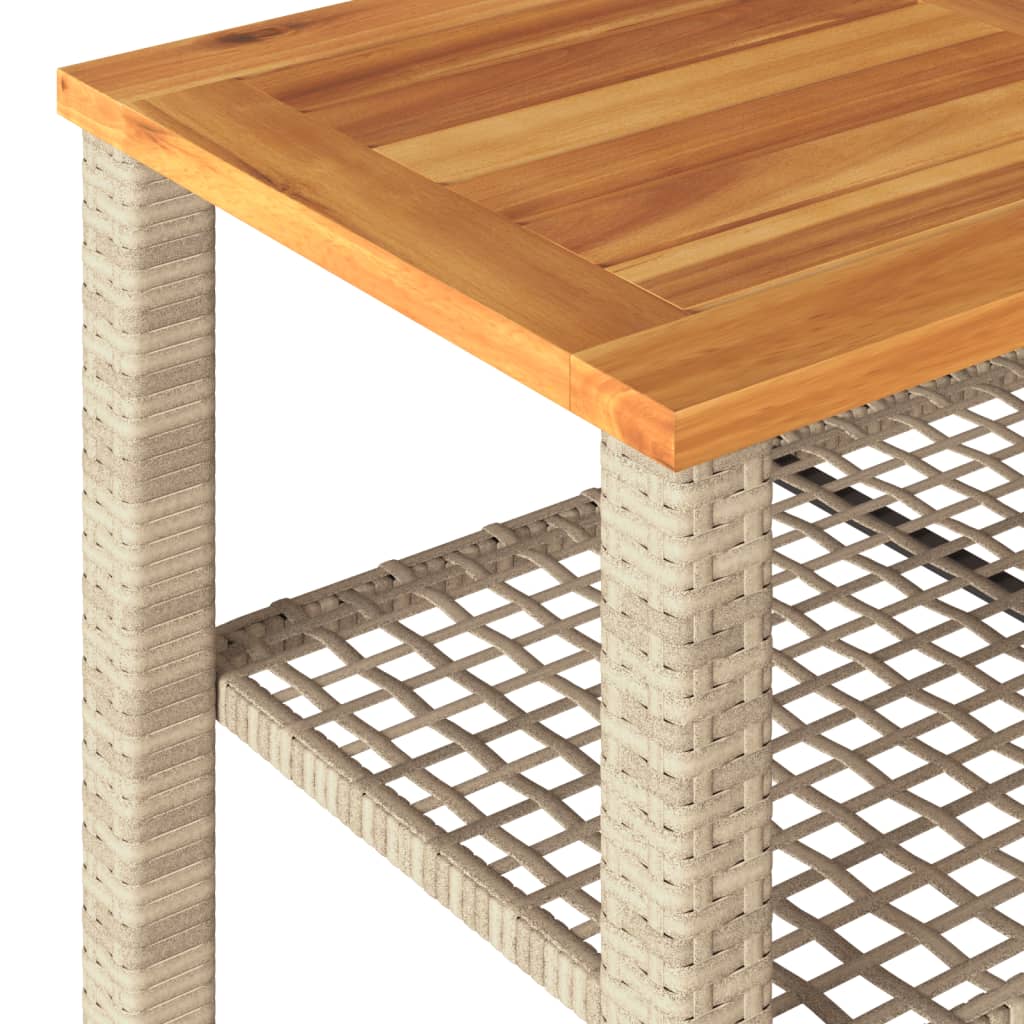 vidaXL Vrtni stol bež 70 x 38 x 42 cm od poliratana i drva bagrema