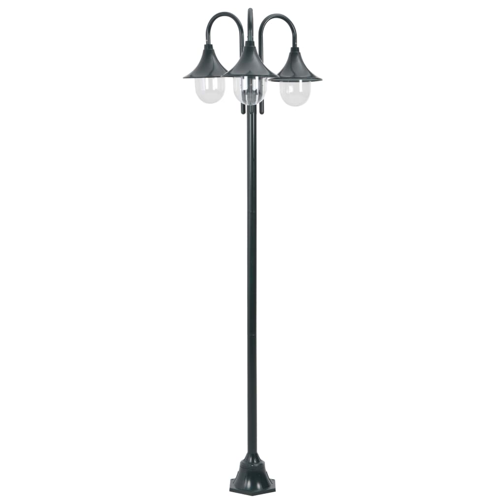 vidaXL Vrtna trostruka stupna svjetiljka od aluminija E27 220 cm tamnozelena
