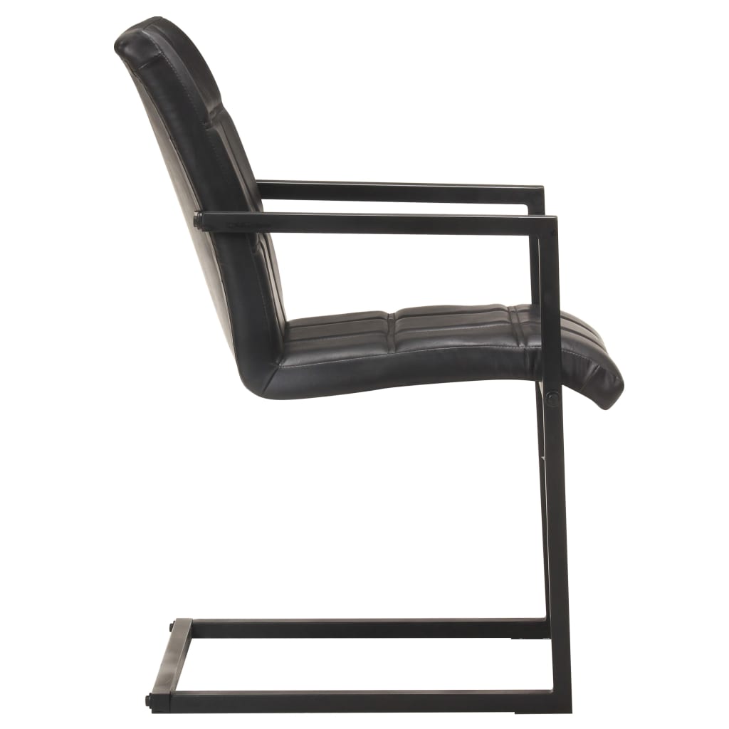 vidaXL Konzolne blagovaonske stolice od prave kože 4 kom crne