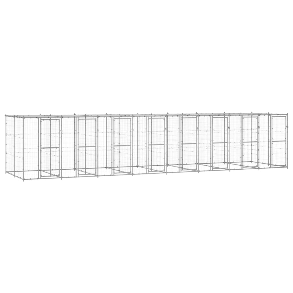 vidaXL Vanjski kavez za pse od pocinčanog čelika s krovom 19,36 m²
